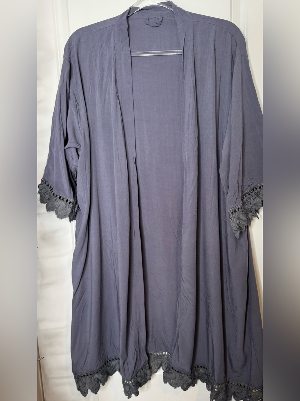 Women's Lace-Trim Open Front Kimono cardigan Sz XL fall lace crochet sz xl